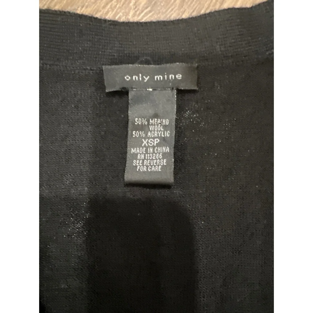 Only Mine Black Merino Wool‎ Blend V-Neck Button Front Cardigan Sweater XSP